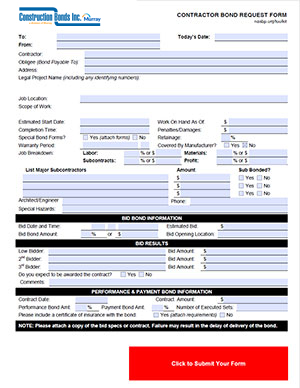 Contractor Bond Request Form
